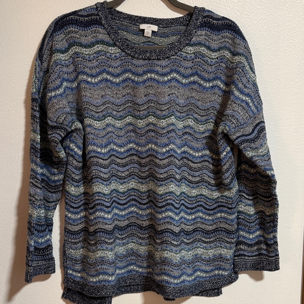 J. Jill Multicolor Wave Pattern Sweater